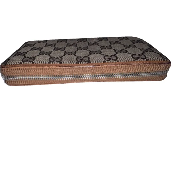 Gucci Beige Brown Logo Zip-Around Wallet - Picture 4 of 12